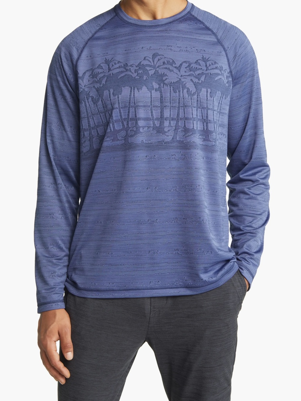 Tommy Bahama Men's Long-Sleeve Palm Jacquard Shirt in Blue size Medium